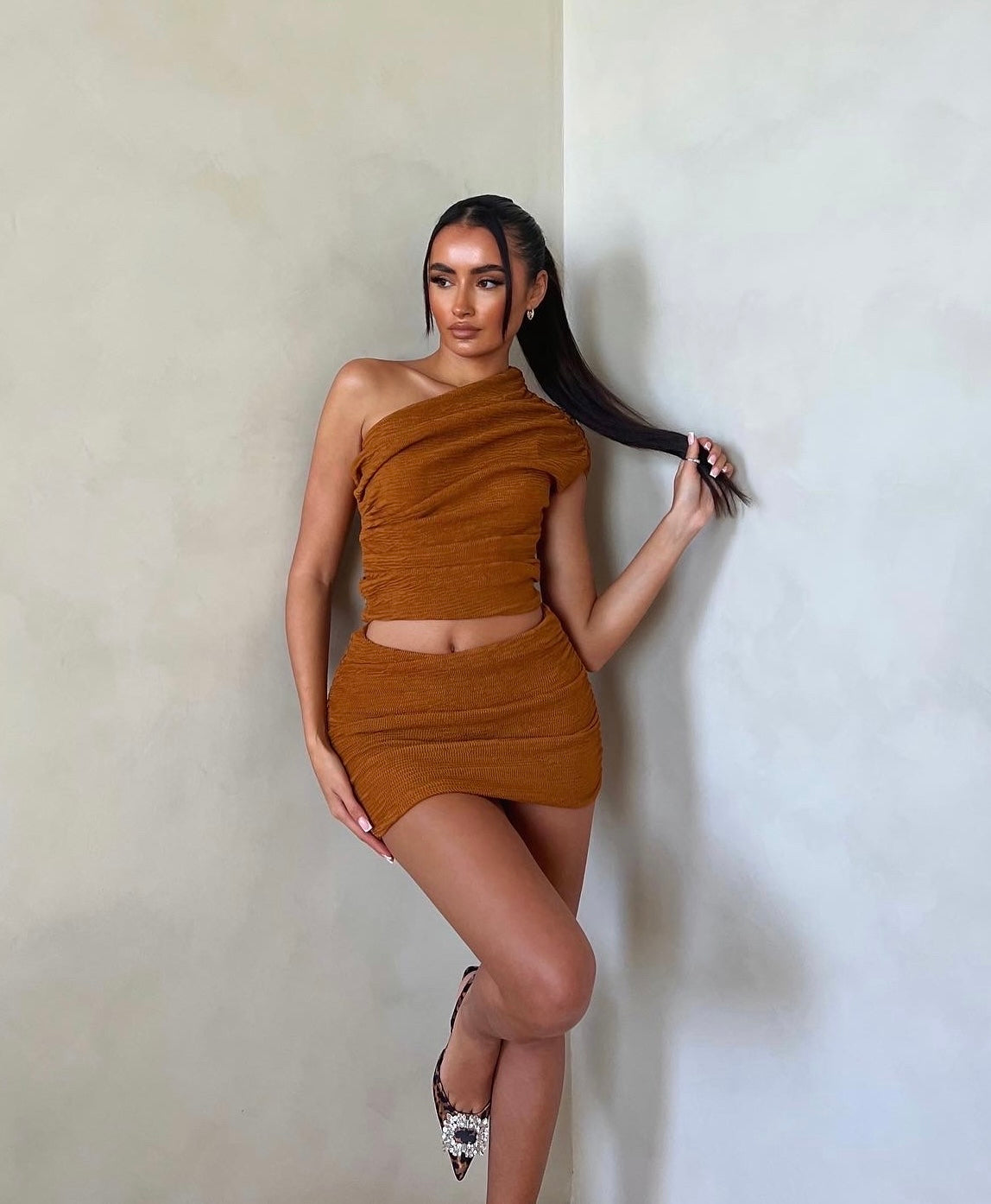 Muse Coord in Textured crinkle - Caramel or Black