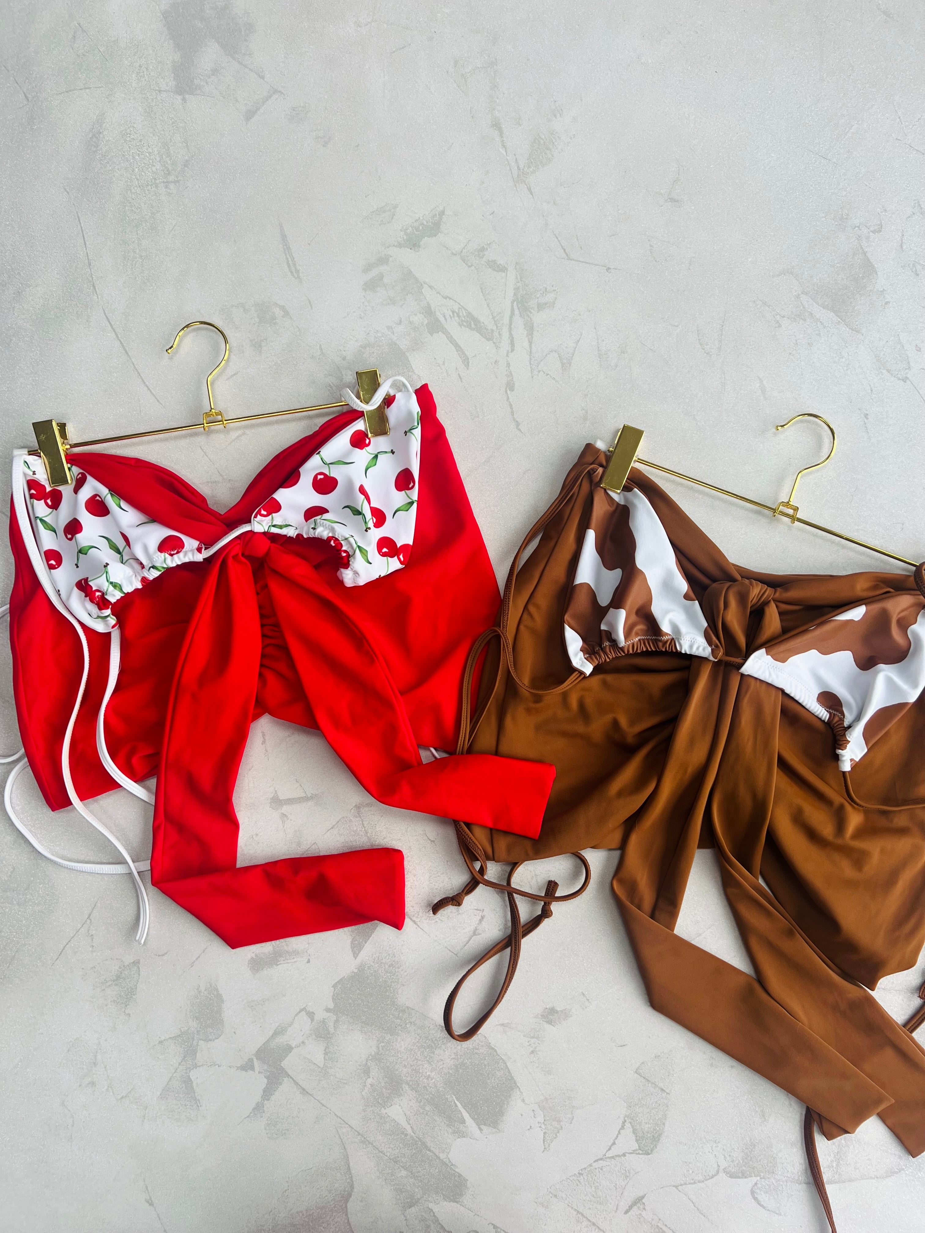 Disco Cherry or Brown cow - knotted skirt set