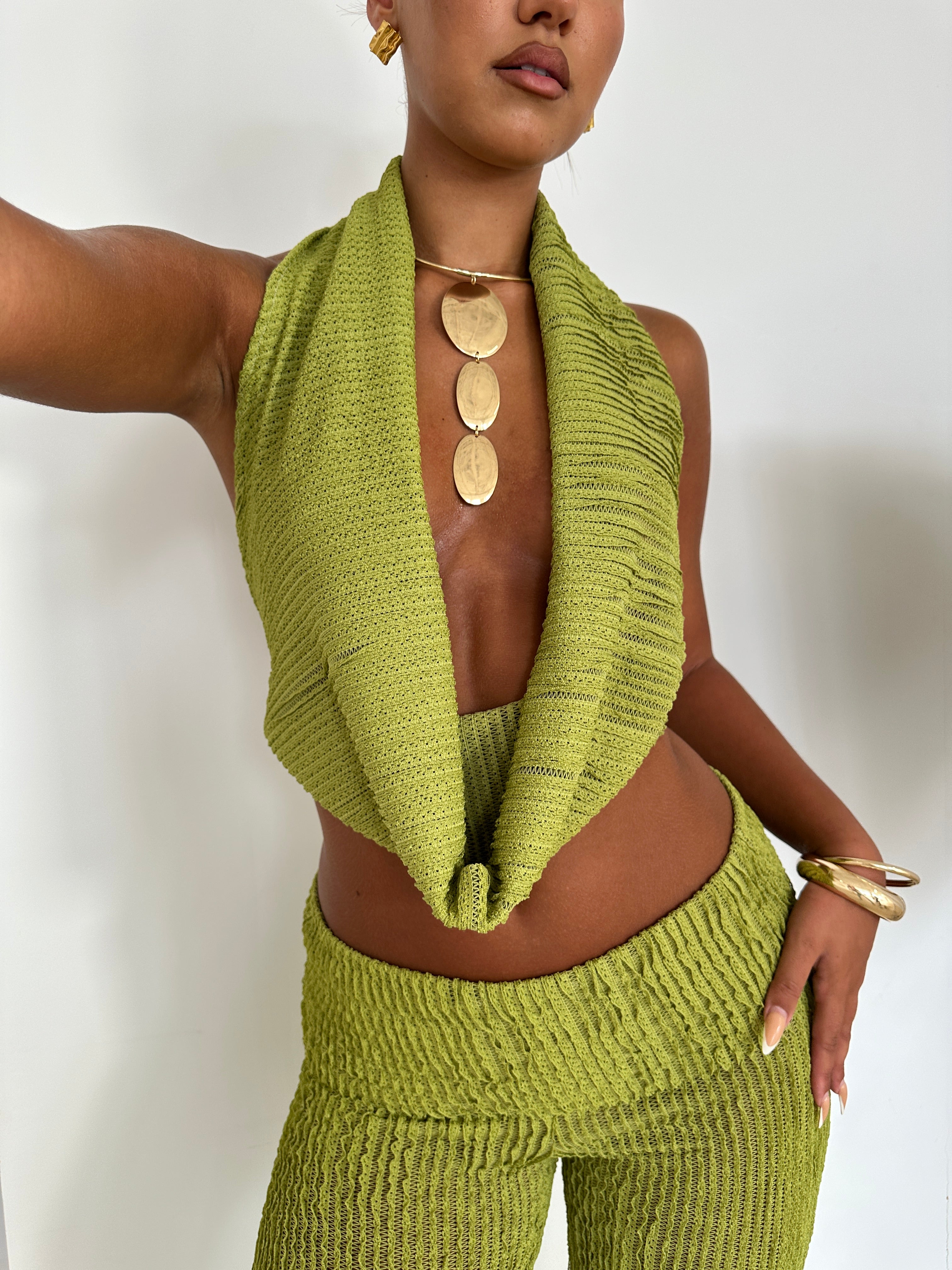 Capri foldover shorts set in pistachio - in stock
