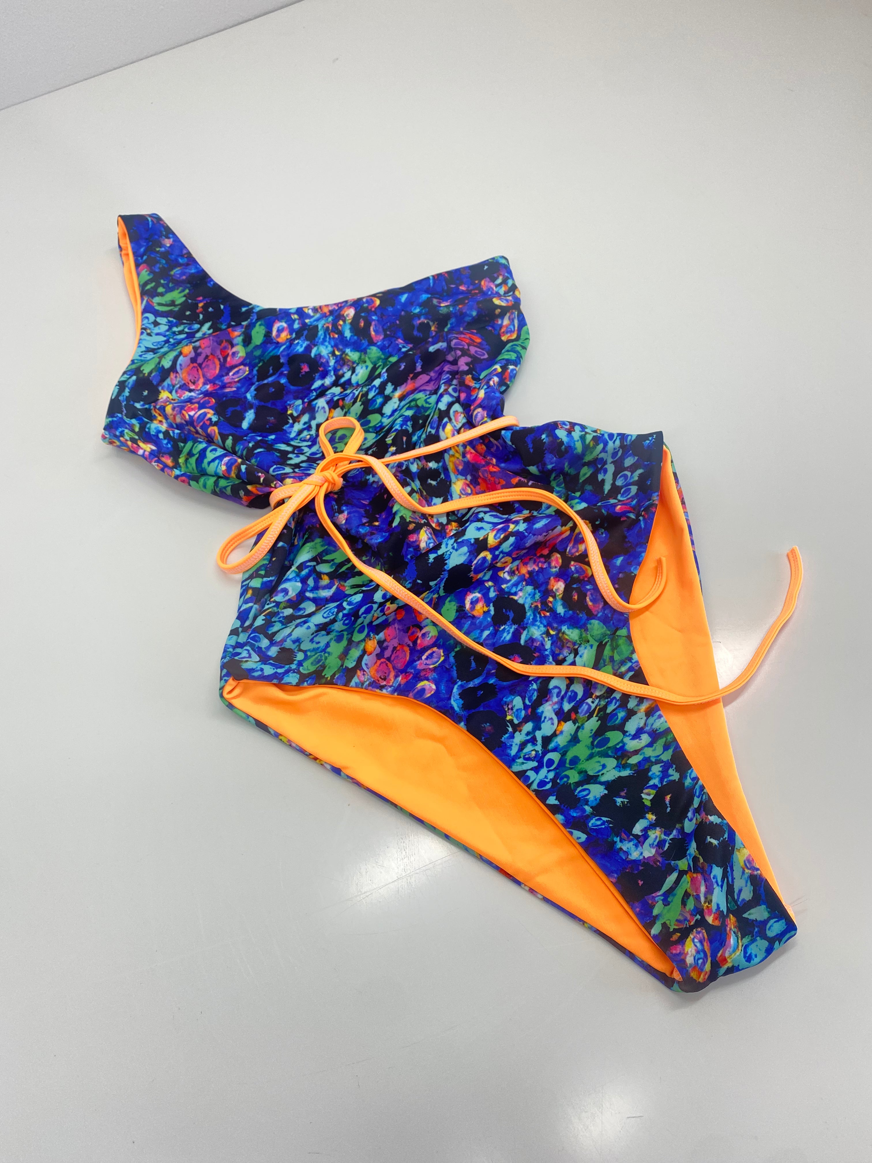 'BLOSSOM LEOPARD' SIZE 8 One shoulder swimsuit