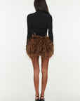 Ostrich mini skirt | Brown