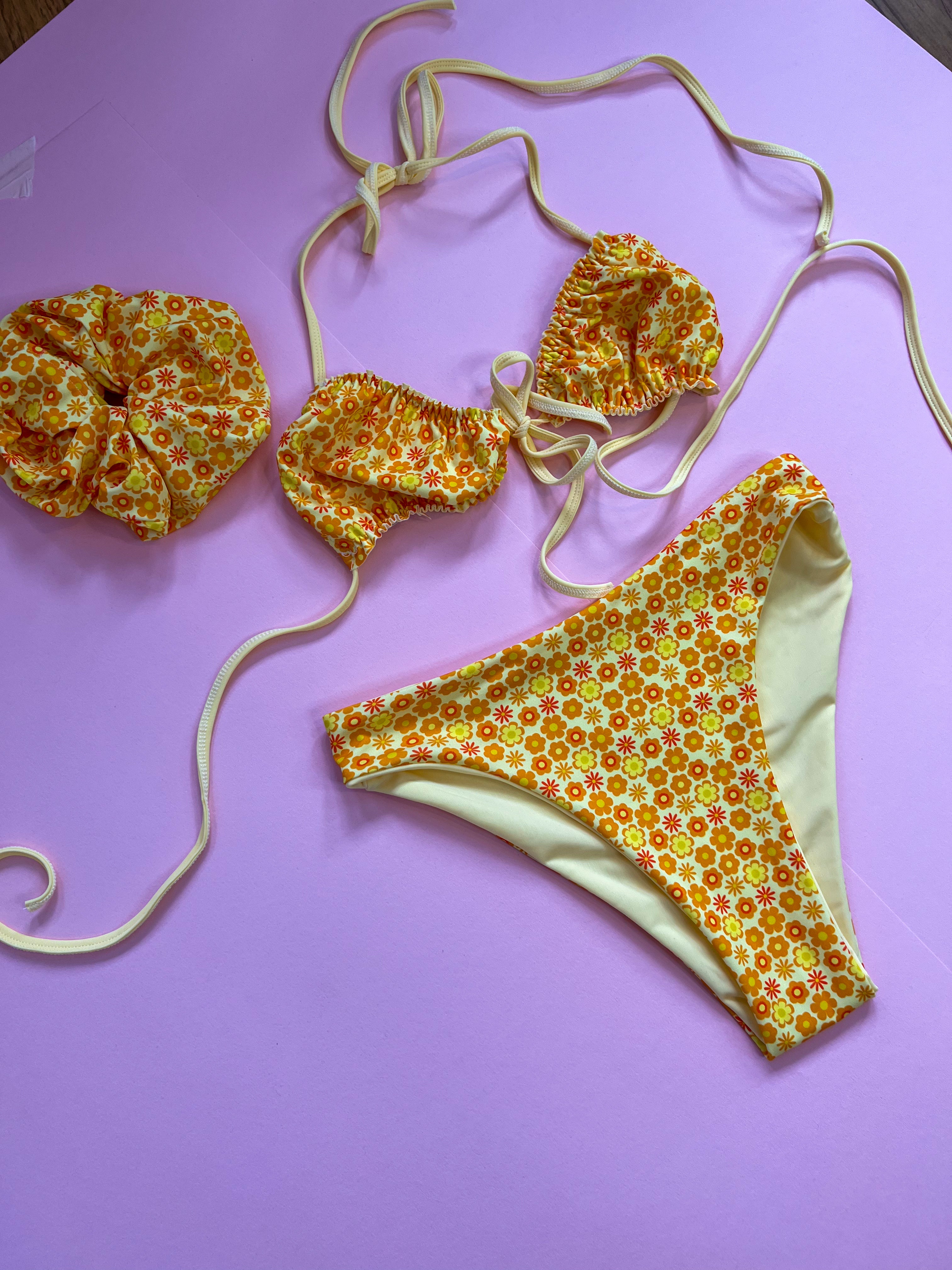 Bralette bikini and midrise set in Lemontini