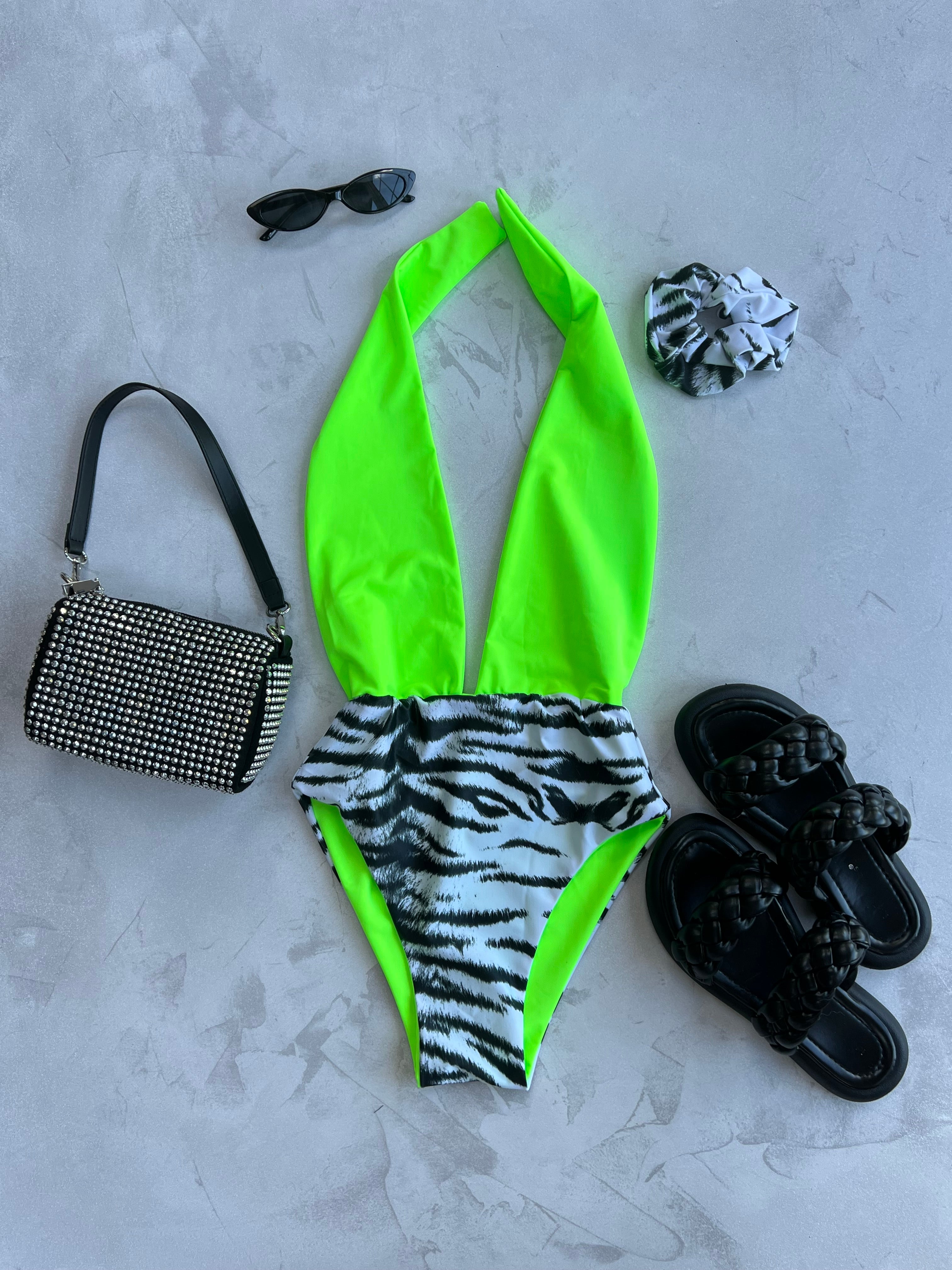Backless plunge swimsuit - select fabric