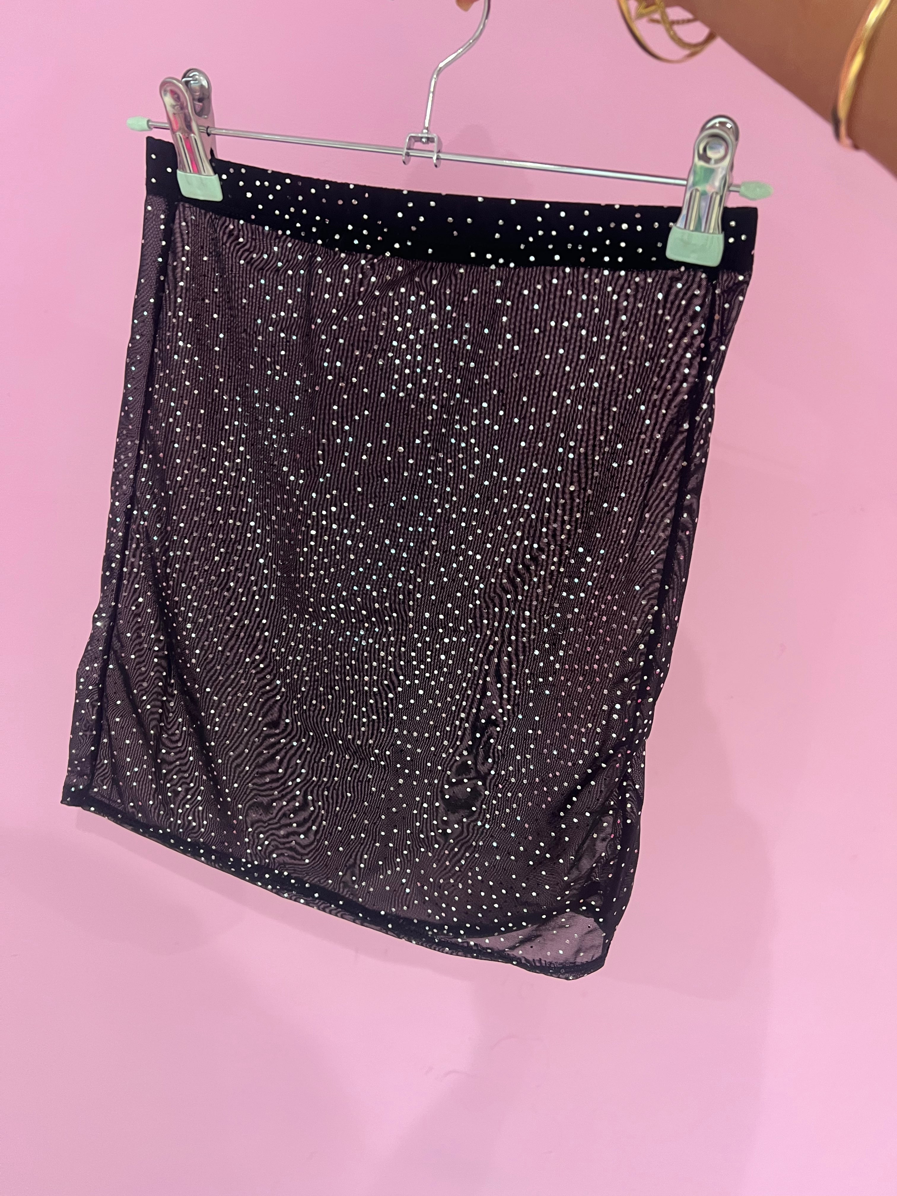 Mesh mini skirt - size 8 black glimmer