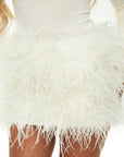 Ostrich mini skirt | Cream