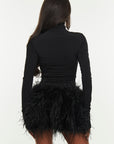 Ostrich mini skirt | Black