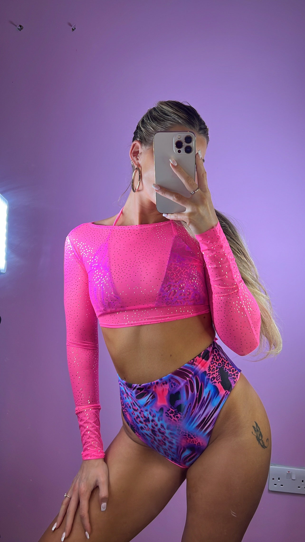 Glimmer mesh set in electric marine/pink