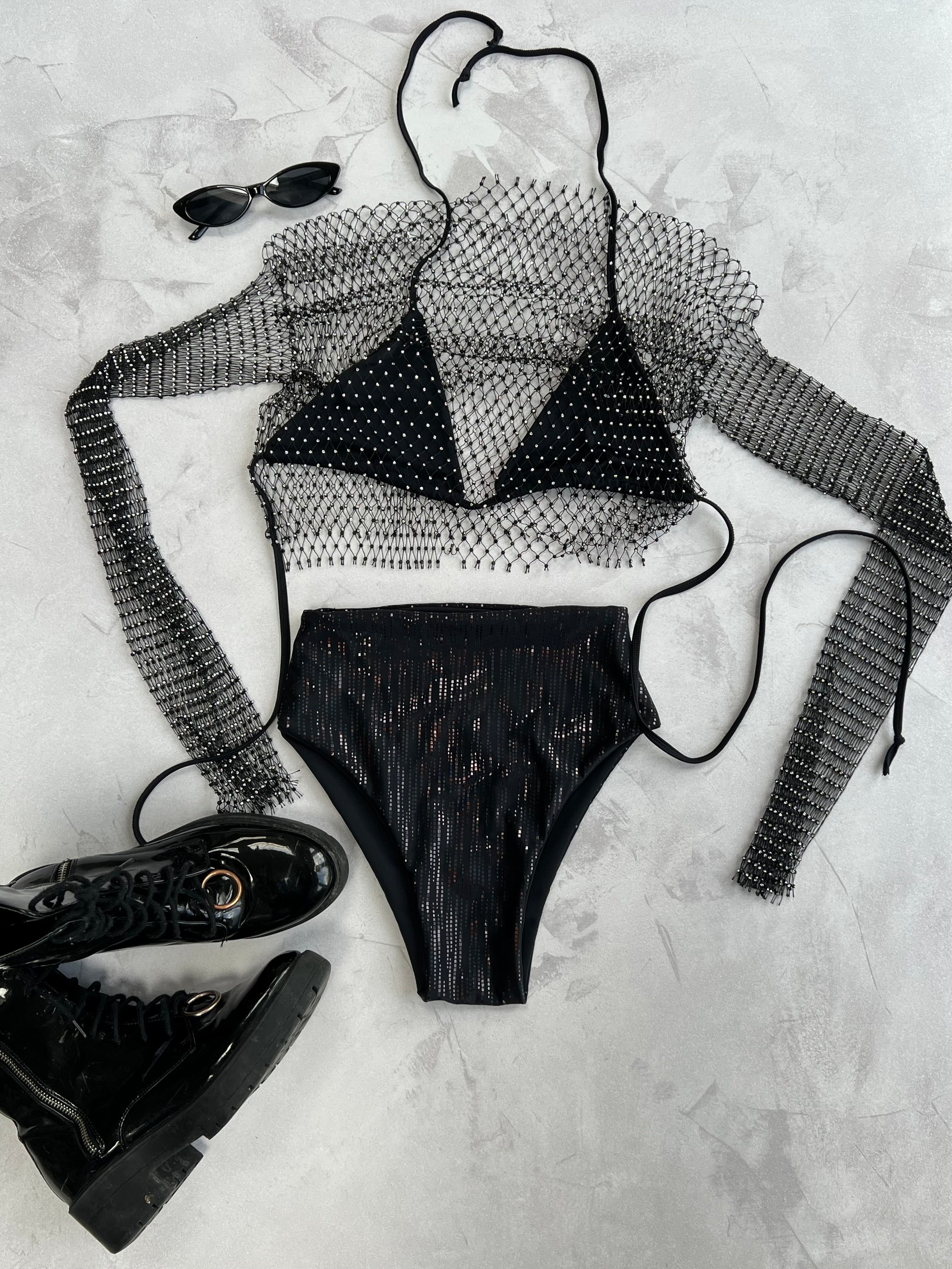 Diamante Net top and Highrise set (select fabric)